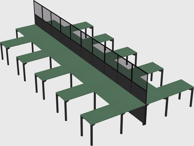 Shared l-shape cubicle