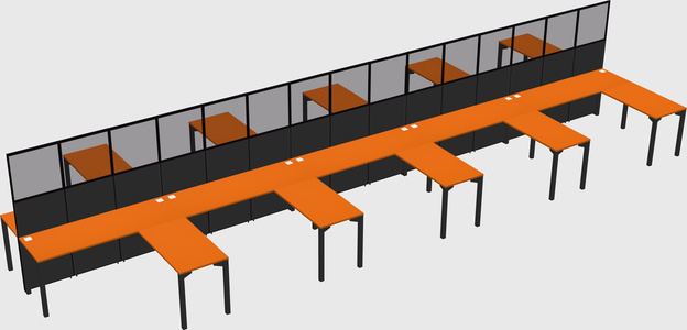 Shared l-shape cubicle