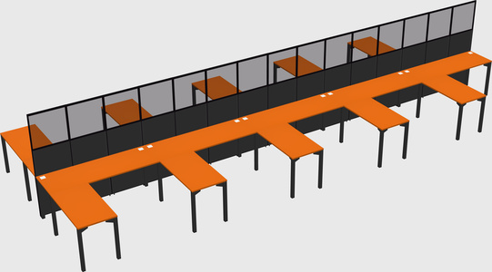 Shared l-shape cubicle