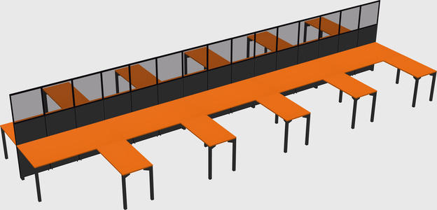 Shared l-shape cubicle