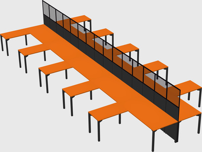 Shared l-shape cubicle
