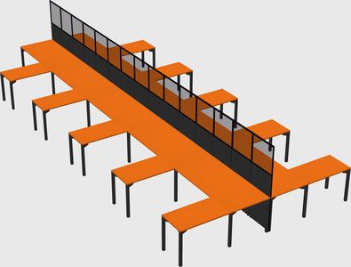 Shared l-shape cubicle