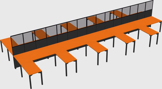 Shared l-shape cubicle
