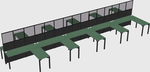 Shared l-shape cubicle
