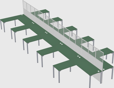 Shared l-shape cubicle