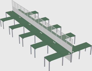 Shared l-shape cubicle