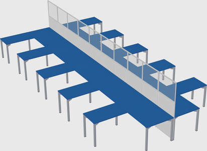 Shared l-shape cubicle