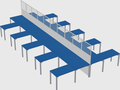 Shared l-shape cubicle