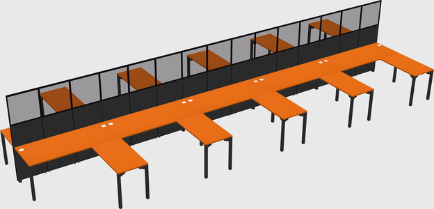 Shared l-shape cubicle
