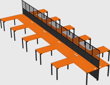 Shared l-shape cubicle