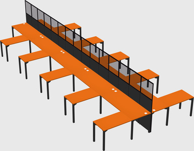 Shared l-shape cubicle