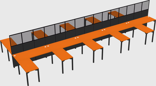Shared l-shape cubicle