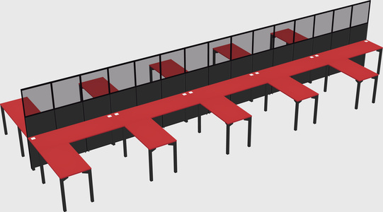 Shared l-shape cubicle