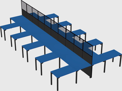Shared l-shape cubicle