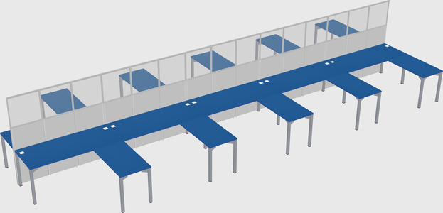 Shared l-shape cubicle