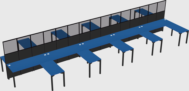 Shared l-shape cubicle