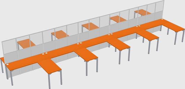 Shared l-shape cubicle