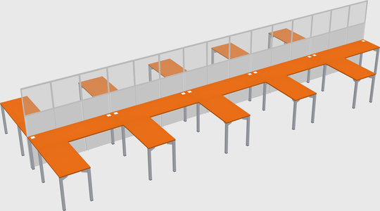 Shared l-shape cubicle