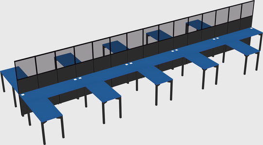 Shared l-shape cubicle