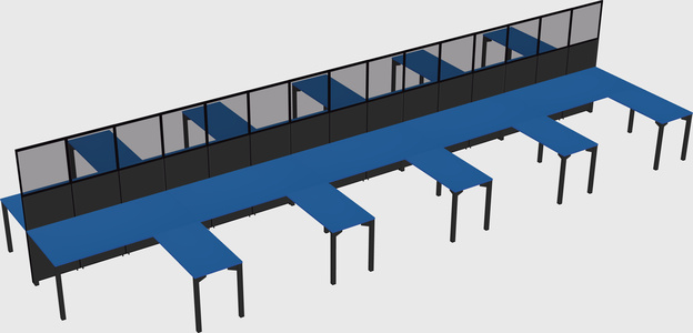 Shared l-shape cubicle