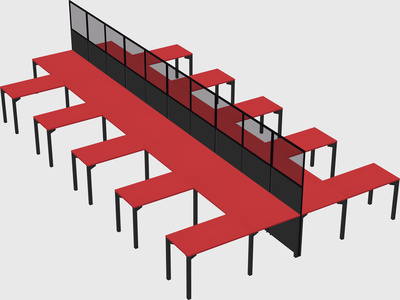 Shared l-shape cubicle