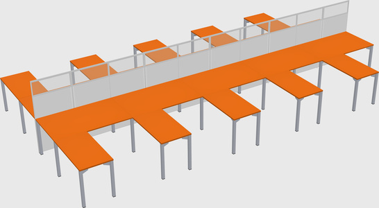 Shared l-shape cubicle
