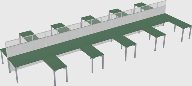 Shared l-shape cubicle