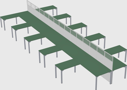 Shared l-shape cubicle