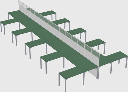 Shared l-shape cubicle