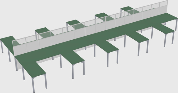 Shared l-shape cubicle