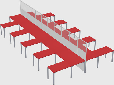 Shared l-shape cubicle
