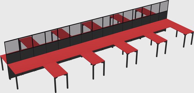 Shared l-shape cubicle