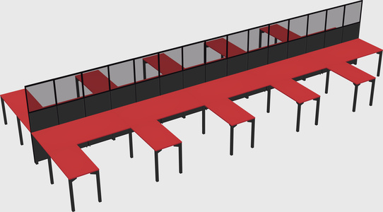 Shared l-shape cubicle