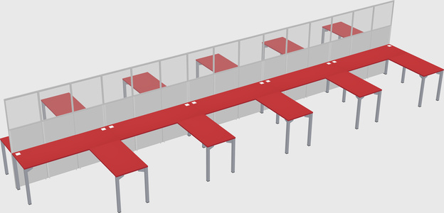 Shared l-shape cubicle