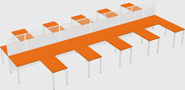 Shared l-shape cubicle