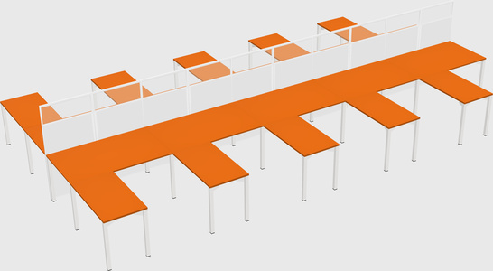Shared l-shape cubicle