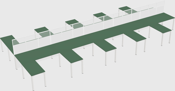 Shared l-shape cubicle