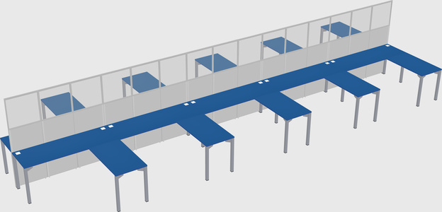 Shared l-shape cubicle
