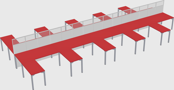 Shared l-shape cubicle