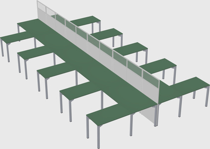 Shared l-shape cubicle