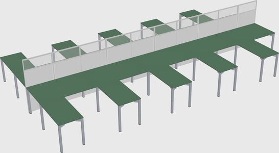 Shared l-shape cubicle