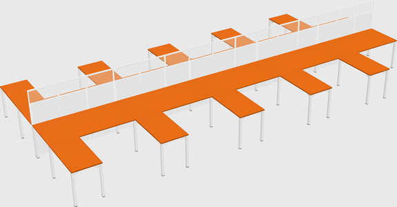 Shared l-shape cubicle