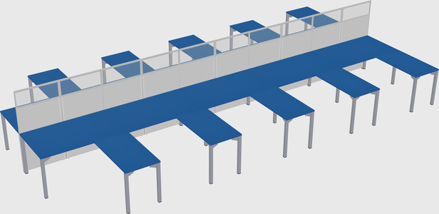 Shared l-shape cubicle