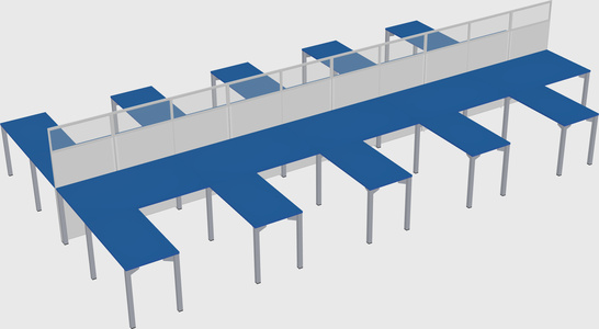Shared l-shape cubicle