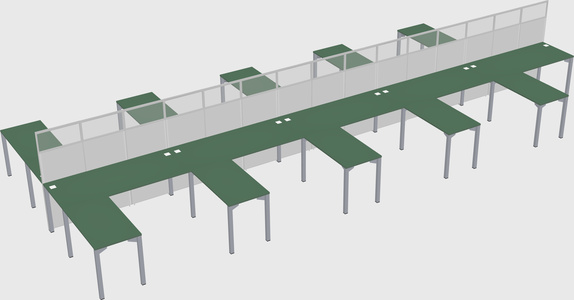 Shared l-shape cubicle