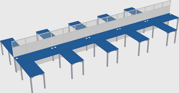 Shared l-shape cubicle