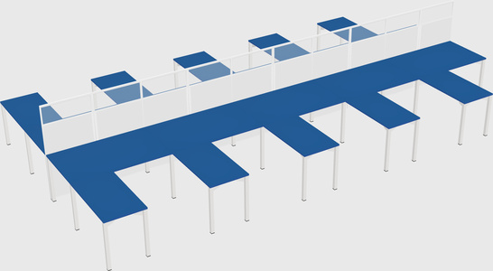 Shared l-shape cubicle