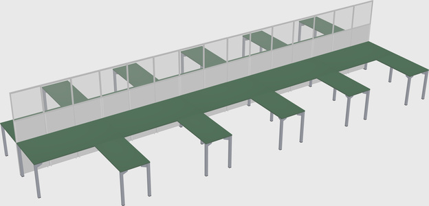 Shared l-shape cubicle