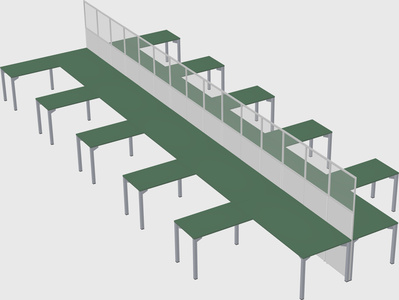 Shared l-shape cubicle