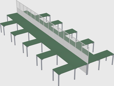 Shared l-shape cubicle